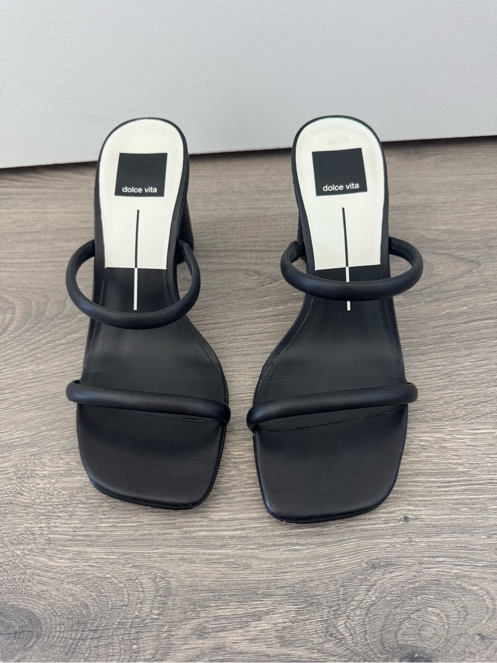 Dolce Vita Black Double Strap Square-Toe Mules